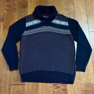 U.S. Polo Assn. Navy Fair Isle Mock Neck Sweater Size M Preppy Nautical Classic